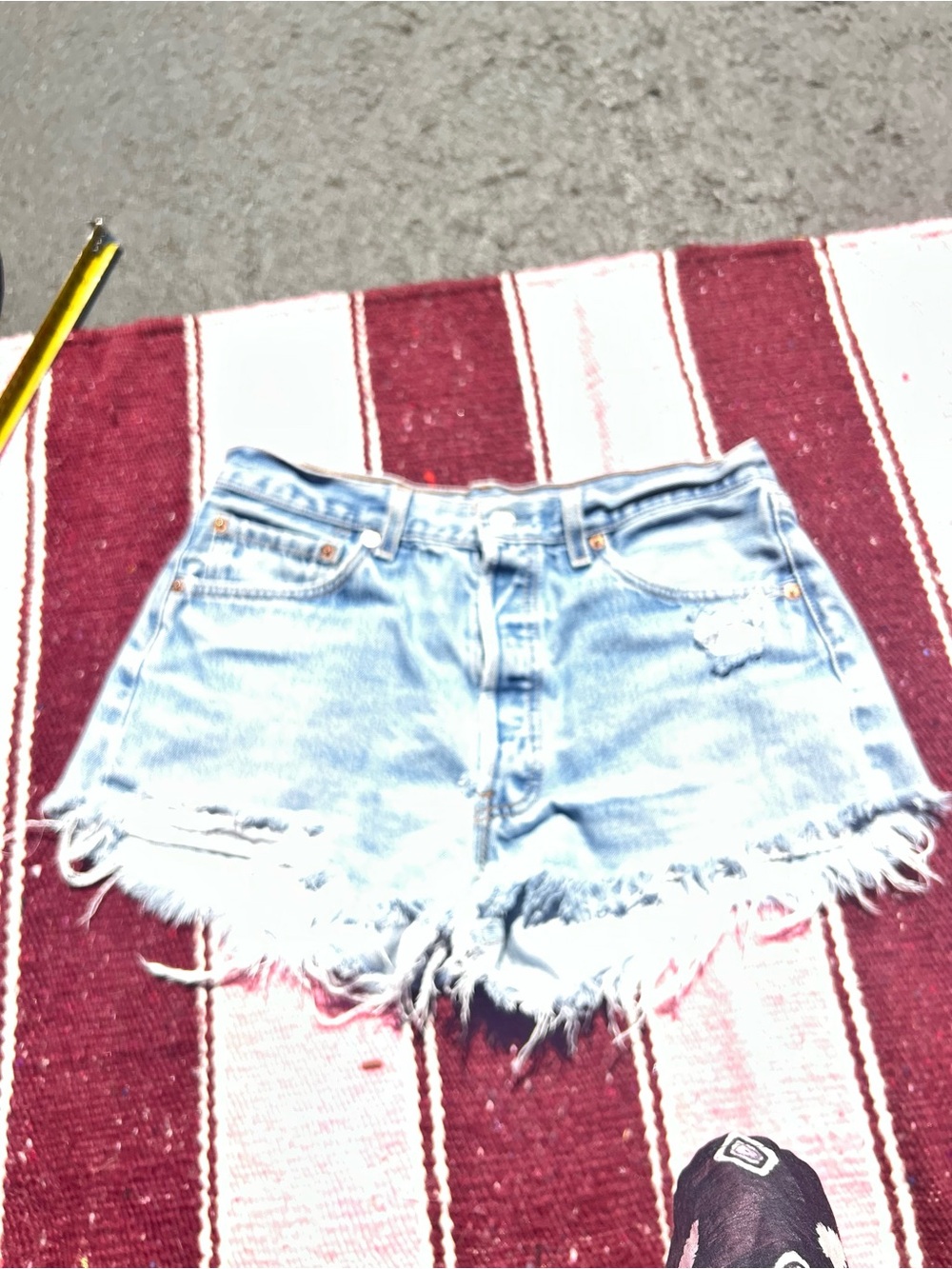 Levi's Light Blue Frayed Denim Cutoff Shorts vintage 90s